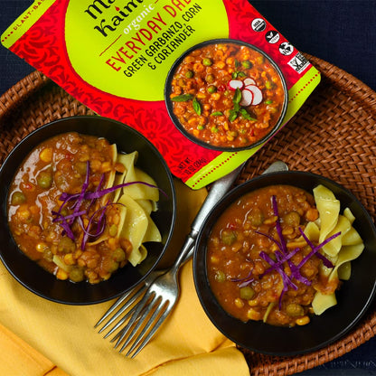 Maya Kaimal Foods - Organic Indian Everyday Dal - 6 pack variety of 10oz Ready to Eat Meals - Fully Cooked - Vegan - Kosher - Microwavable - made from Lentils, Beans, Squash, Coconut, Peas