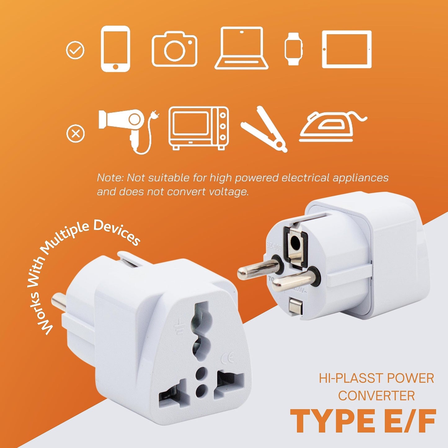 Hi-PLASST (3pcs) Type-A US Converter Plug // India to USA Universal Travel Adapter for USA, Canada, Mexico, Brazil, Philippines, Cuba, Thailand, Taiwan, Japan, Panama, etc