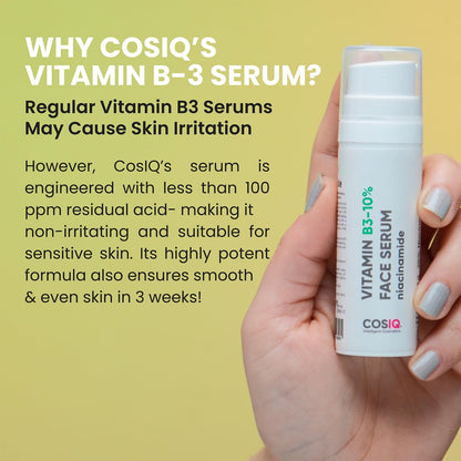 Cos-IQ 5% Niacinamide Face Serum for Clear Glowing Skin, Reduces Dullness, Hydrates & Repairs Skin with Vit B3 & Hyaluronic Acid, Day & Night Serum | For Women & Men | 30ml