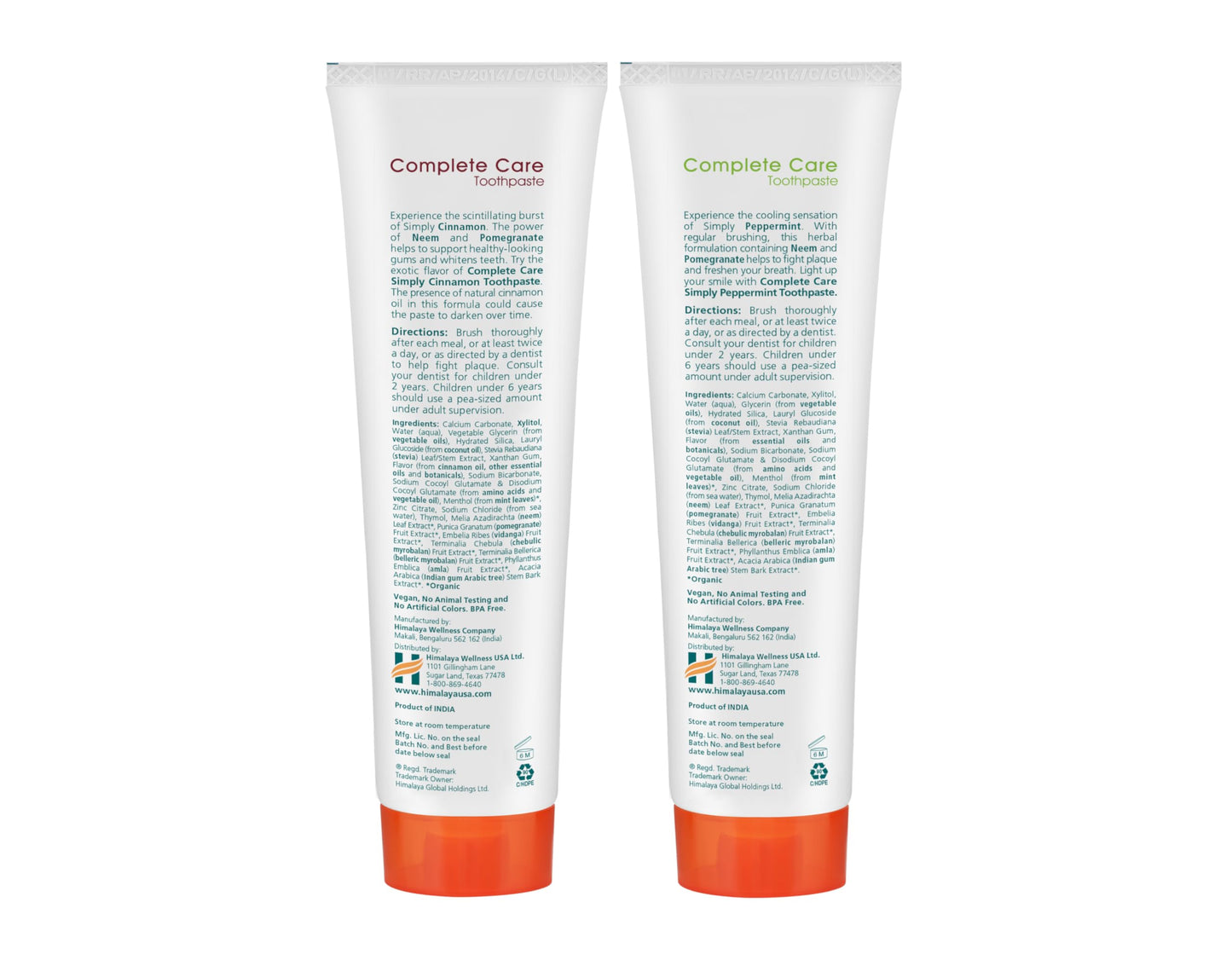Himalaya Botanique Complete Care Toothpaste, Herbal, Mint Flavor, Fights Plaque, Freshens Breath, Fluoride Free, No Artificial Flavors, SLS Free, Cruelty Free, Foaming, 5.29 Oz, 4 Pack