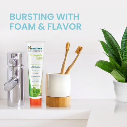 Himalaya Botanique Complete Care Toothpaste, Herbal, Mint Flavor, Fights Plaque, Freshens Breath, Fluoride Free, No Artificial Flavors, SLS Free, Cruelty Free, Foaming, 5.29 Oz, 4 Pack