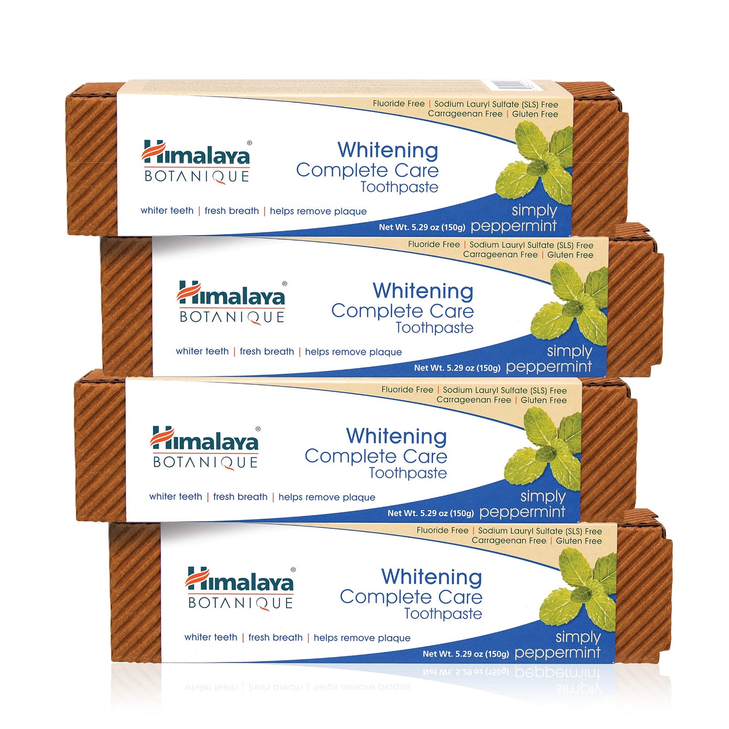 Himalaya Botanique Whitening Complete Care Toothpaste, Teeth Whitening, Fights Plaque, Fluoride Free, No Artificial Flavors, SLS Free, Cruelty Free, Foaming, Simply Mint Flavor, 5.29 Oz, 2 Pack