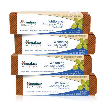 Himalaya Botanique Whitening Complete Care Toothpaste, Teeth Whitening, Fights Plaque, Fluoride Free, No Artificial Flavors, SLS Free, Cruelty Free, Foaming, Simply Mint Flavor, 5.29 Oz, 2 Pack