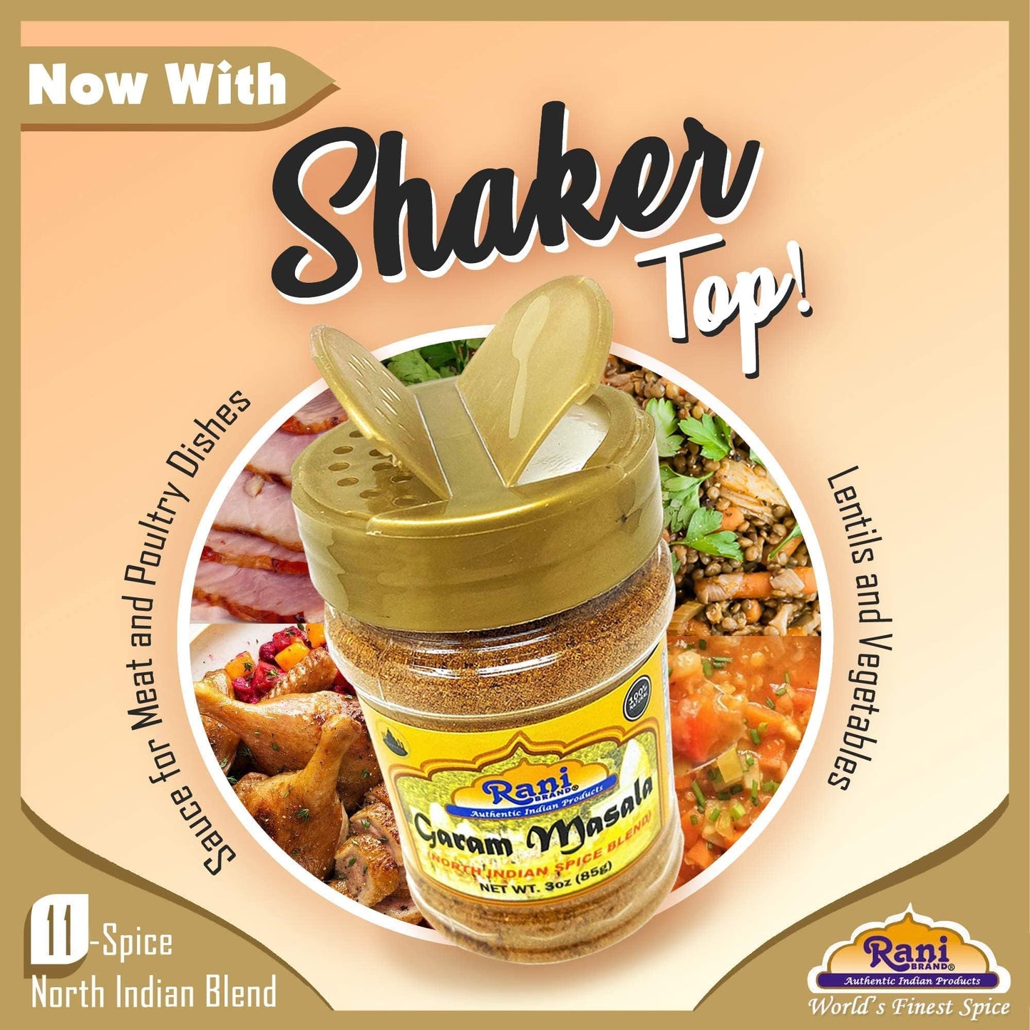 Rani Garam Masala Indian 11-Spice Blend 3oz (85g) PET Jar ~ All Natural, Salt-Free | Vegan | No Colors | Gluten Friendly | NON-GMO | Kosher | Indian Origin