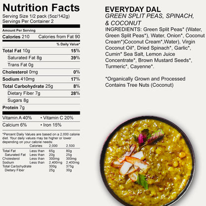 Maya Kaimal Foods - Organic Indian Everyday Dal - 6 pack variety of 10oz Ready to Eat Meals - Fully Cooked - Vegan - Kosher - Microwavable - made from Lentils, Beans, Squash, Coconut, Peas