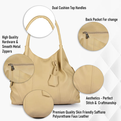 Fostelo Women's Vegan Leather Style Diva Handbag Shoulder Hobo Bag Ladies Purse (Large)