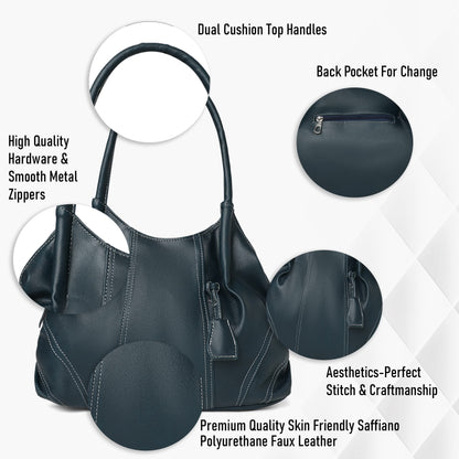 Fostelo Women's Vegan Leather Style Diva Handbag Shoulder Hobo Bag Ladies Purse (Large)