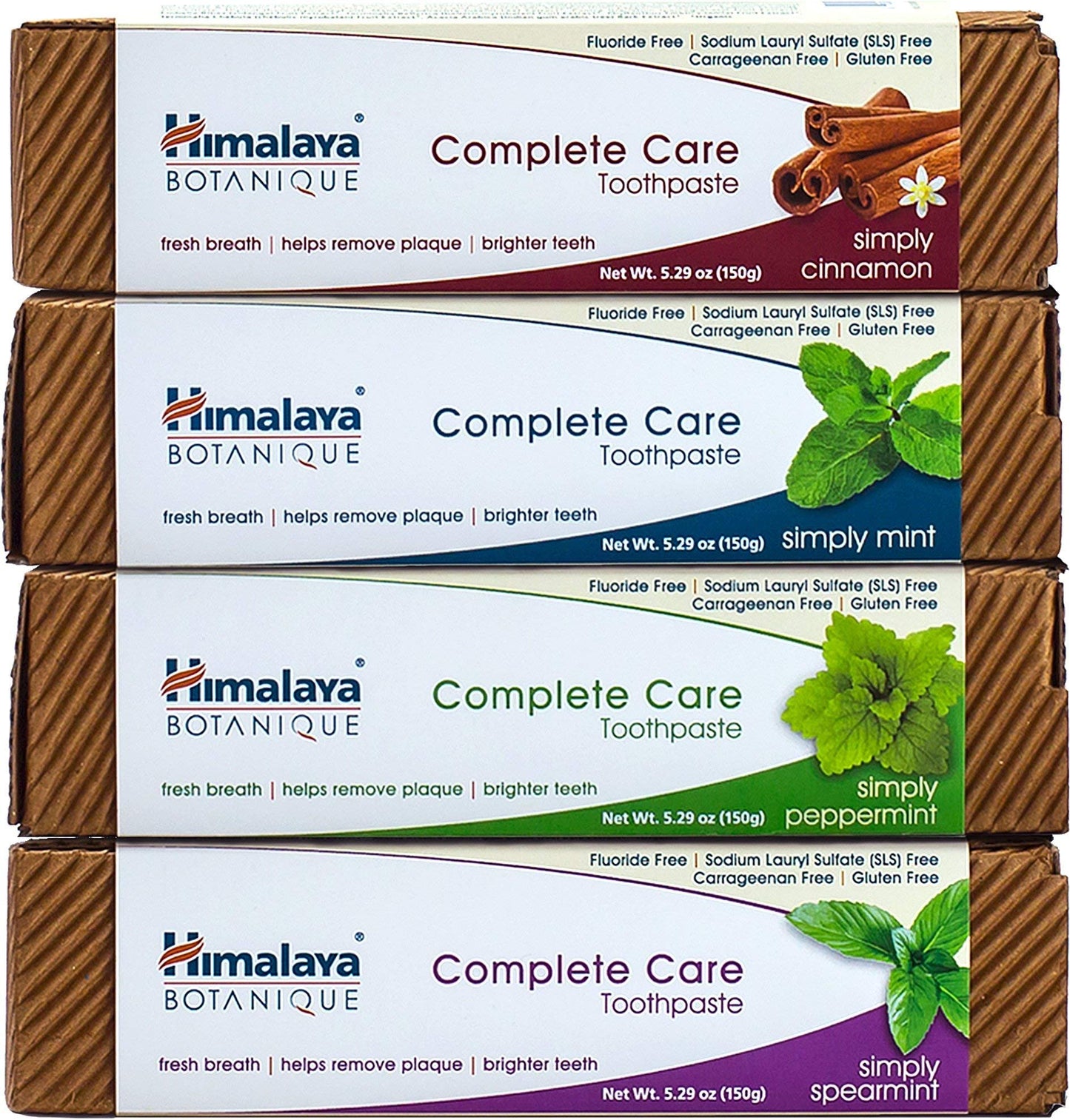 Himalaya Botanique Complete Care Toothpaste, Herbal, Mint Flavor, Fights Plaque, Freshens Breath, Fluoride Free, No Artificial Flavors, SLS Free, Cruelty Free, Foaming, 5.29 Oz, 4 Pack