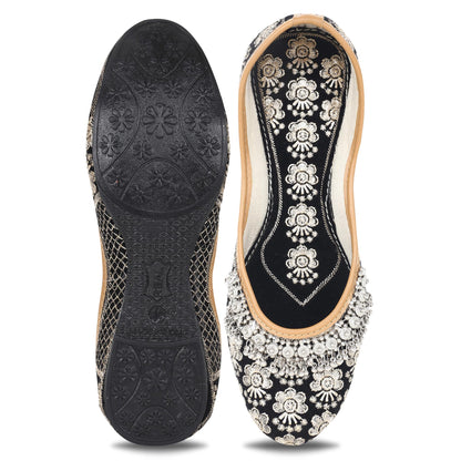 DFR Women Rajasthani Embroidered with Payal Punjabi Mojari Juti Shoe