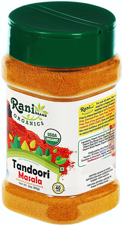 Rani Tandoori Masala (Natural, No Colors Added) Indian 11-Spice Blend 3oz (85g) PET Jar ~ Salt Free | Vegan | Gluten Friendly | NON-GMO | Kosher | Indian Origin