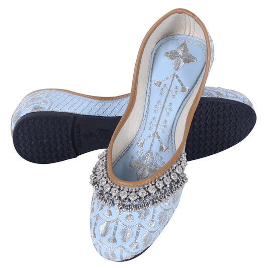 DFR Women Rajasthani Embroidered with Payal Punjabi Mojari Juti Shoe