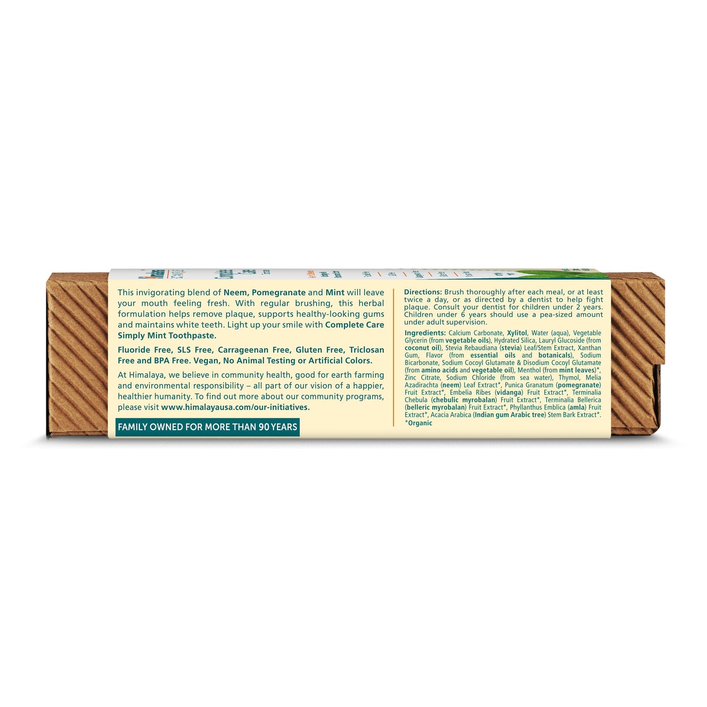 Himalaya Botanique Complete Care Toothpaste, Herbal, Mint Flavor, Fights Plaque, Freshens Breath, Fluoride Free, No Artificial Flavors, SLS Free, Cruelty Free, Foaming, 5.29 Oz, 4 Pack