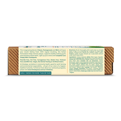 Himalaya Botanique Complete Care Toothpaste, Herbal, Mint Flavor, Fights Plaque, Freshens Breath, Fluoride Free, No Artificial Flavors, SLS Free, Cruelty Free, Foaming, 5.29 Oz, 4 Pack