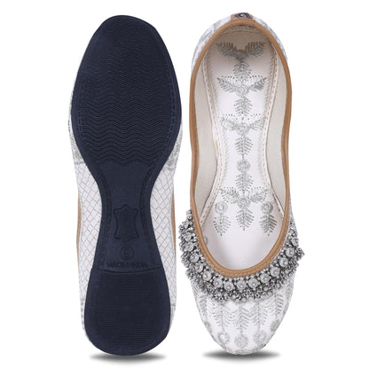 DFR Women Rajasthani Embroidered with Payal Punjabi Mojari Juti Shoe