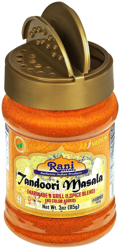 Rani Tandoori Masala (Natural, No Colors Added) Indian 11-Spice Blend 3oz (85g) PET Jar ~ Salt Free | Vegan | Gluten Friendly | NON-GMO | Kosher | Indian Origin