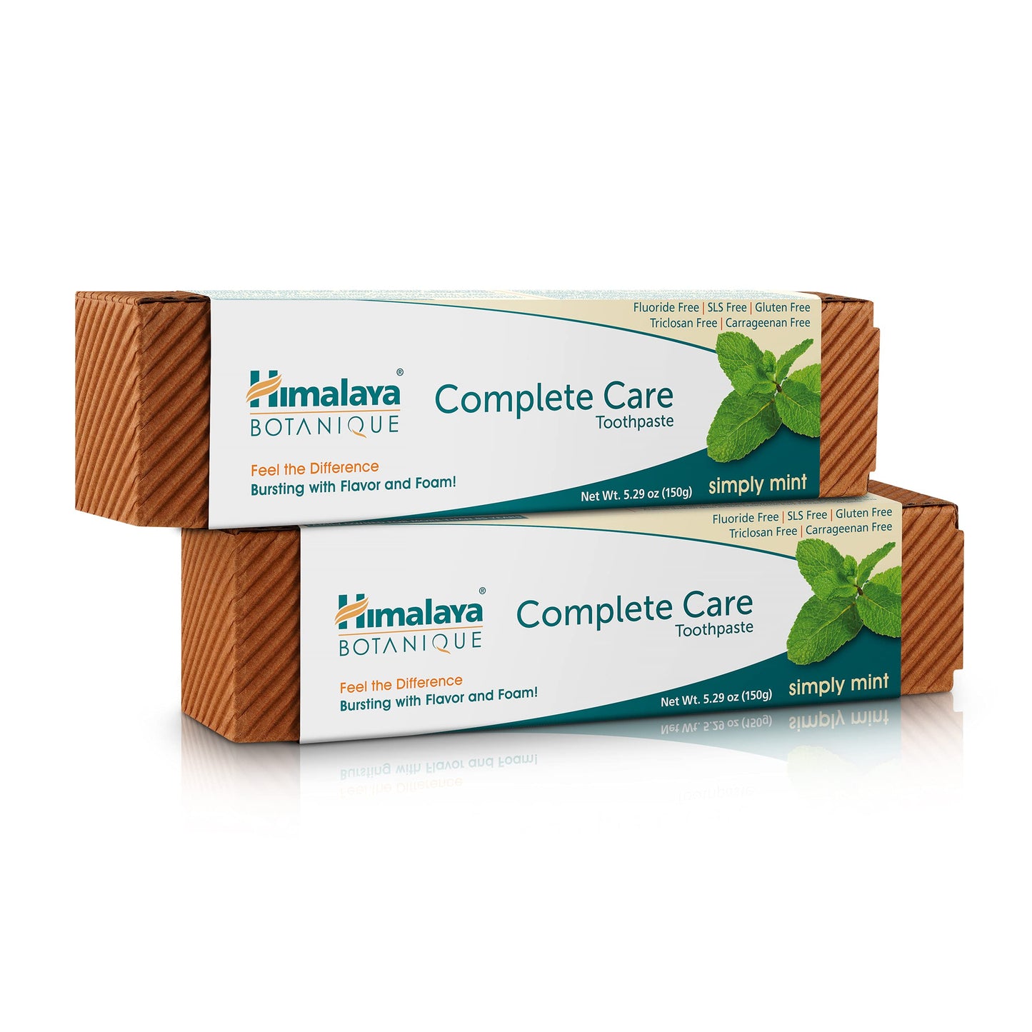 Himalaya Botanique Complete Care Toothpaste, Herbal, Mint Flavor, Fights Plaque, Freshens Breath, Fluoride Free, No Artificial Flavors, SLS Free, Cruelty Free, Foaming, 5.29 Oz, 4 Pack
