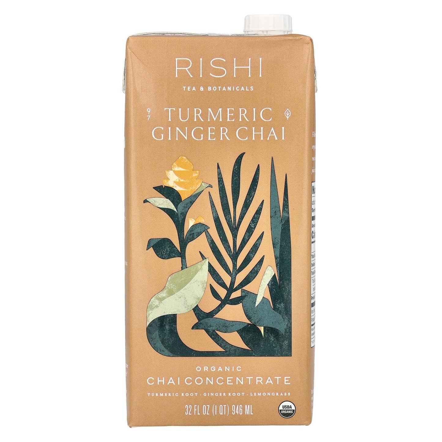Rishi Tea Masala Chai Latte - Organic Black Tea Concentrate, Easy-to-Serve Hot or Iced Chai Mix - 32 fl oz Carton, 8 Servings (Pack of 12)