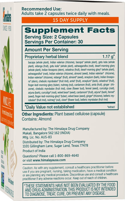 Himalaya MindCare, Nootropic Brain Supplement Booster for Mental Sharpness, Focus, Memory, and Cognitive Wellness, 1170 mg, 120 Capsules, 1 Month Supply