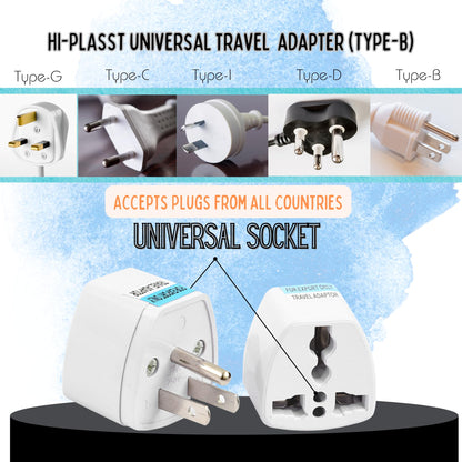 Hi-PLASST (3pcs) Type-A US Converter Plug // India to USA Universal Travel Adapter for USA, Canada, Mexico, Brazil, Philippines, Cuba, Thailand, Taiwan, Japan, Panama, etc