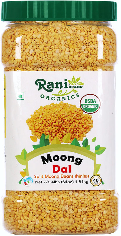 Rani Moong Whole (Ideal for cooking & sprouting, Whole Mung Beans with skin) Lentils Indian 64oz (4lbs) 1.81kg Bulk ~ All Natural | Gluten Friendly | Non-GMO | Kosher | Vegan | Indian Origin