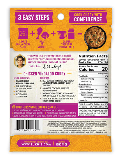 Sukhi's Indian Curry Paste - Chicken Tikka Masala Sauce 3oz (Pack of 6) 84 Servings - Gluten Free Food Indian Curry Sauce with Indian Spices