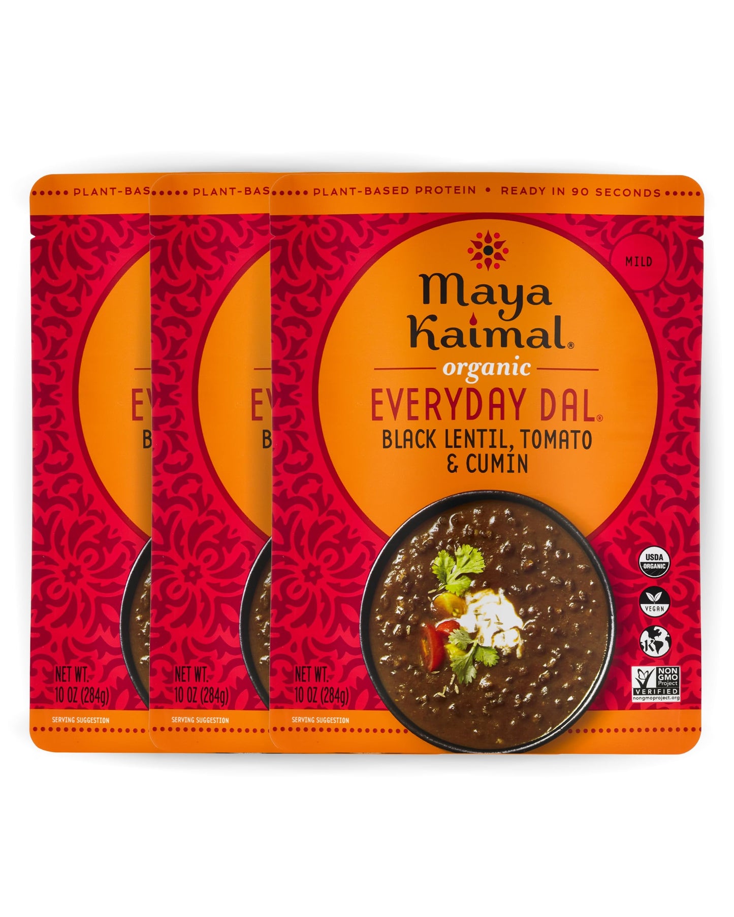Maya Kaimal Foods - Organic Indian Everyday Dal - 6 pack variety of 10oz Ready to Eat Meals - Fully Cooked - Vegan - Kosher - Microwavable - made from Lentils, Beans, Squash, Coconut, Peas
