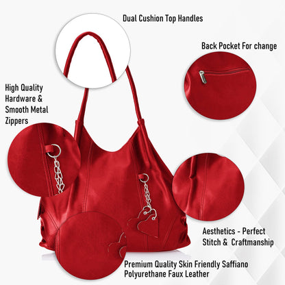 Fostelo Women's Vegan Leather Style Diva Handbag Shoulder Hobo Bag Ladies Purse (Large)