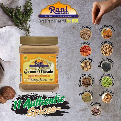 Rani Garam Masala Indian 11-Spice Blend 3oz (85g) PET Jar ~ All Natural, Salt-Free | Vegan | No Colors | Gluten Friendly | NON-GMO | Kosher | Indian Origin