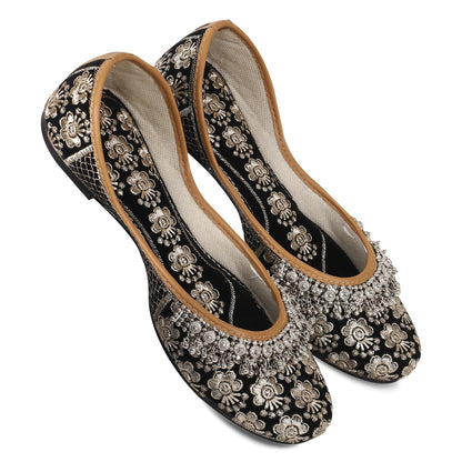 DFR Women Rajasthani Embroidered with Payal Punjabi Mojari Juti Shoe