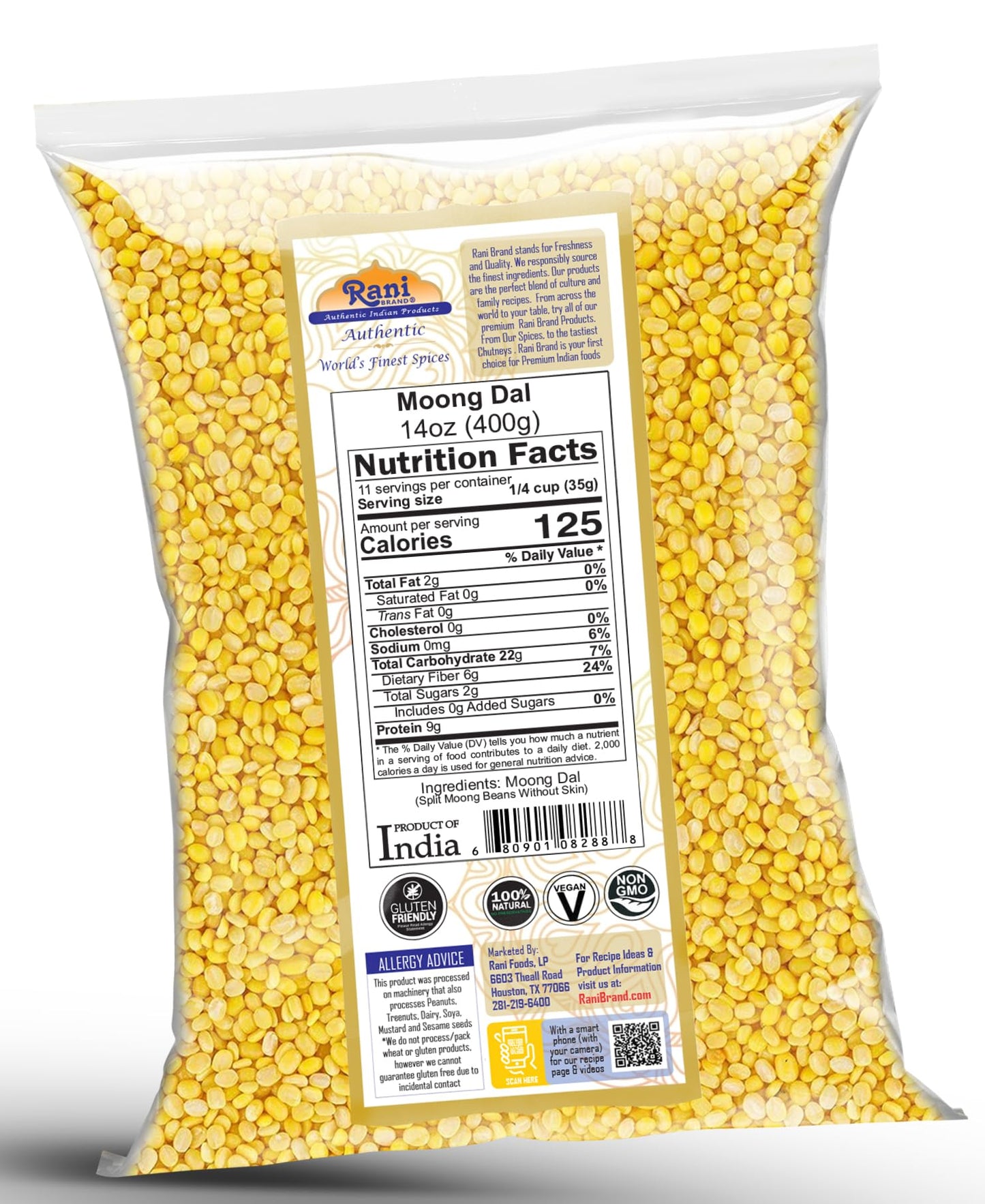 Rani Moong Whole (Ideal for cooking & sprouting, Whole Mung Beans with skin) Lentils Indian 64oz (4lbs) 1.81kg Bulk ~ All Natural | Gluten Friendly | Non-GMO | Kosher | Vegan | Indian Origin