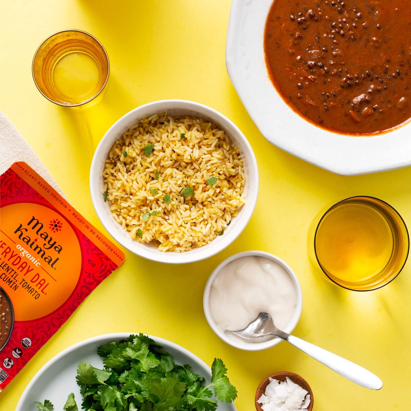 Maya Kaimal Foods - Organic Indian Everyday Dal - 6 pack variety of 10oz Ready to Eat Meals - Fully Cooked - Vegan - Kosher - Microwavable - made from Lentils, Beans, Squash, Coconut, Peas
