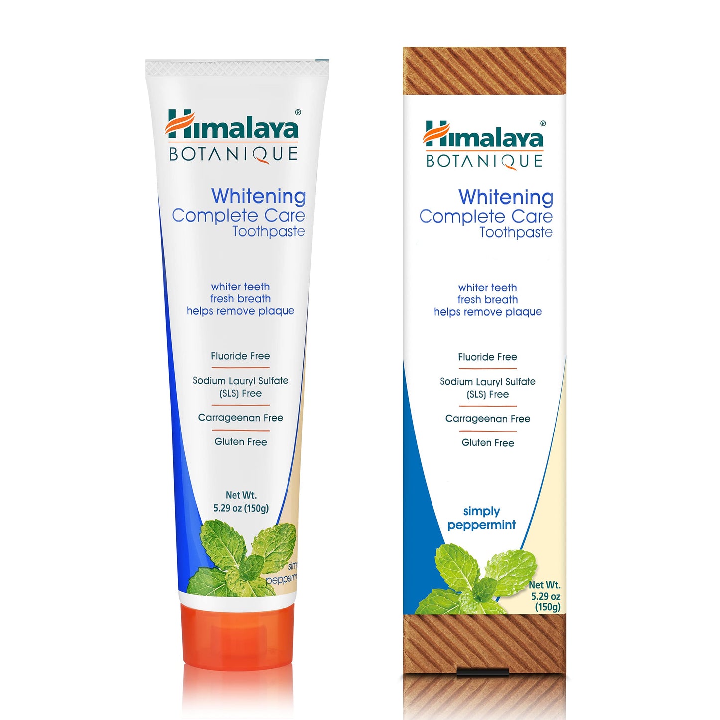Himalaya Botanique Whitening Complete Care Toothpaste, Teeth Whitening, Fights Plaque, Fluoride Free, No Artificial Flavors, SLS Free, Cruelty Free, Foaming, Simply Mint Flavor, 5.29 Oz, 2 Pack