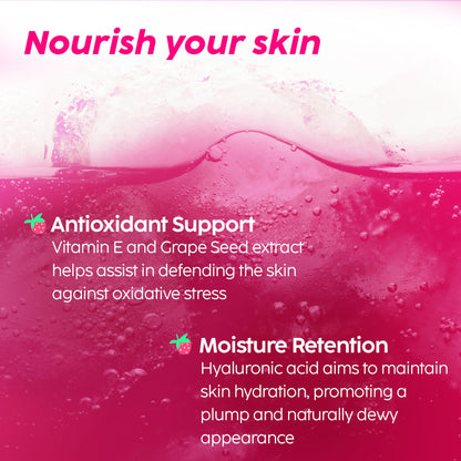 PLIX Glowy Skin 500mg Glutathione Supplement with Hyaluronic Acid, Vitamin C, E & Berries | 30 Effervescent Tablets, Strawberry Flavor