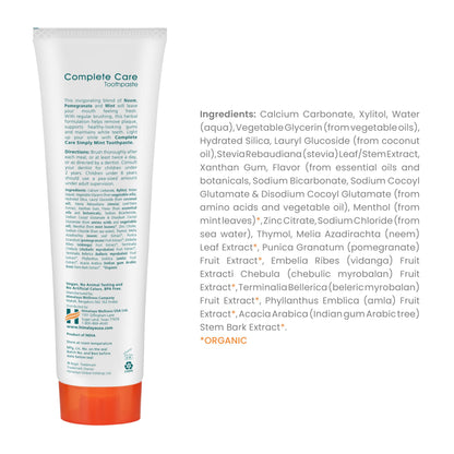Himalaya Botanique Complete Care Toothpaste, Herbal, Mint Flavor, Fights Plaque, Freshens Breath, Fluoride Free, No Artificial Flavors, SLS Free, Cruelty Free, Foaming, 5.29 Oz, 4 Pack