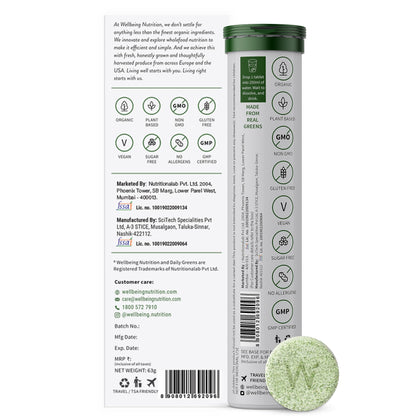 WELLBEING NUTRITION Daily Greens, Wholefood Multivitamin with Vitamin C, Zinc, B6, B12 for Immunity and Detox with 39+ Organic Certified Plant Superfoods & Antioxidants(15Tabs x 2) (63 g (Pack of 2))