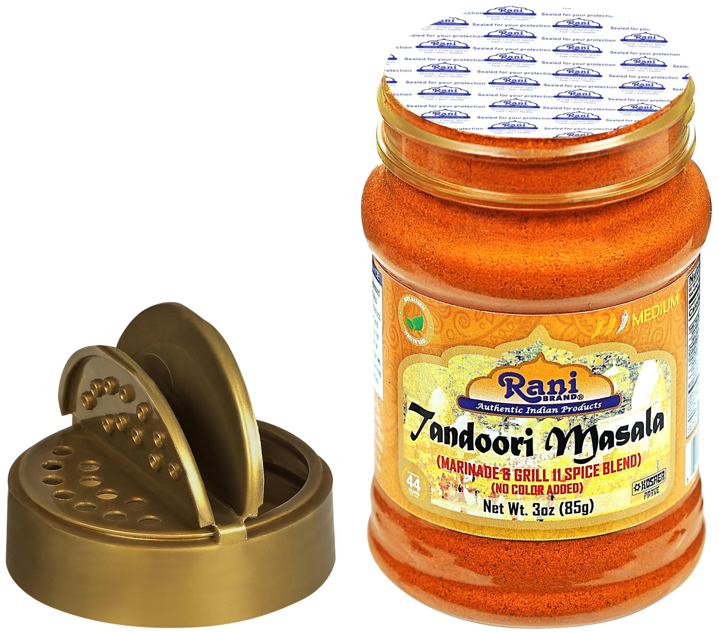 Rani Tandoori Masala (Natural, No Colors Added) Indian 11-Spice Blend 3oz (85g) PET Jar ~ Salt Free | Vegan | Gluten Friendly | NON-GMO | Kosher | Indian Origin