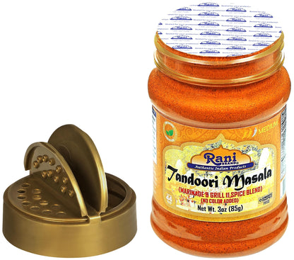 Rani Tandoori Masala (Natural, No Colors Added) Indian 11-Spice Blend 3oz (85g) PET Jar ~ Salt Free | Vegan | Gluten Friendly | NON-GMO | Kosher | Indian Origin