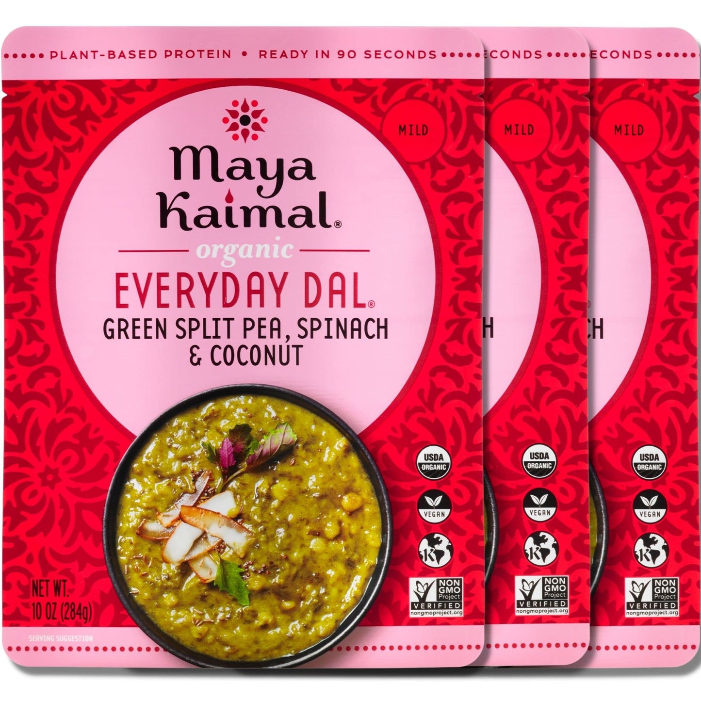 Maya Kaimal Foods - Organic Indian Everyday Dal - 6 pack variety of 10oz Ready to Eat Meals - Fully Cooked - Vegan - Kosher - Microwavable - made from Lentils, Beans, Squash, Coconut, Peas