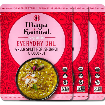 Maya Kaimal Foods - Organic Indian Everyday Dal - 6 pack variety of 10oz Ready to Eat Meals - Fully Cooked - Vegan - Kosher - Microwavable - made from Lentils, Beans, Squash, Coconut, Peas