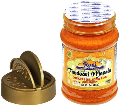Rani Tandoori Masala (Natural, No Colors Added) Indian 11-Spice Blend 3oz (85g) PET Jar ~ Salt Free | Vegan | Gluten Friendly | NON-GMO | Kosher | Indian Origin