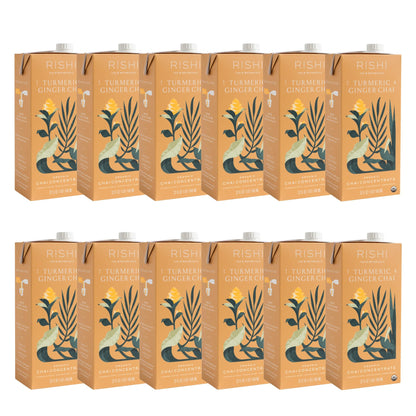 Rishi Tea Masala Chai Latte - Organic Black Tea Concentrate, Easy-to-Serve Hot or Iced Chai Mix - 32 fl oz Carton, 8 Servings (Pack of 12)