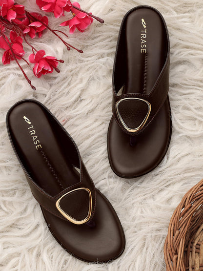 TRASE Women's Fashion Sandal | Faux Leather, Comfortable & Stylish Wedges | Ideal for Casual & Formal Occasions 2 inches heel