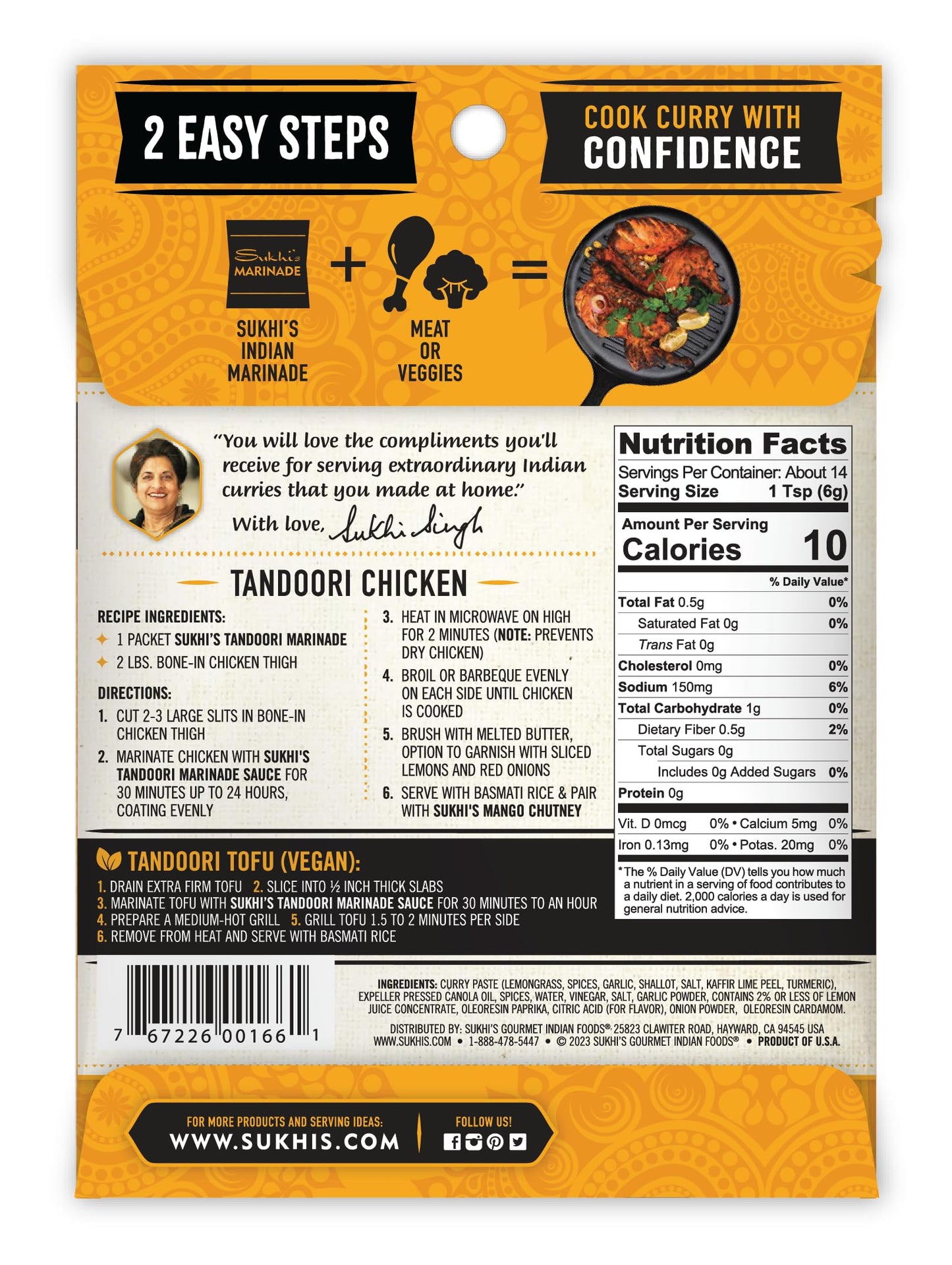 Sukhi's Indian Curry Paste - Chicken Tikka Masala Sauce 3oz (Pack of 6) 84 Servings - Gluten Free Food Indian Curry Sauce with Indian Spices