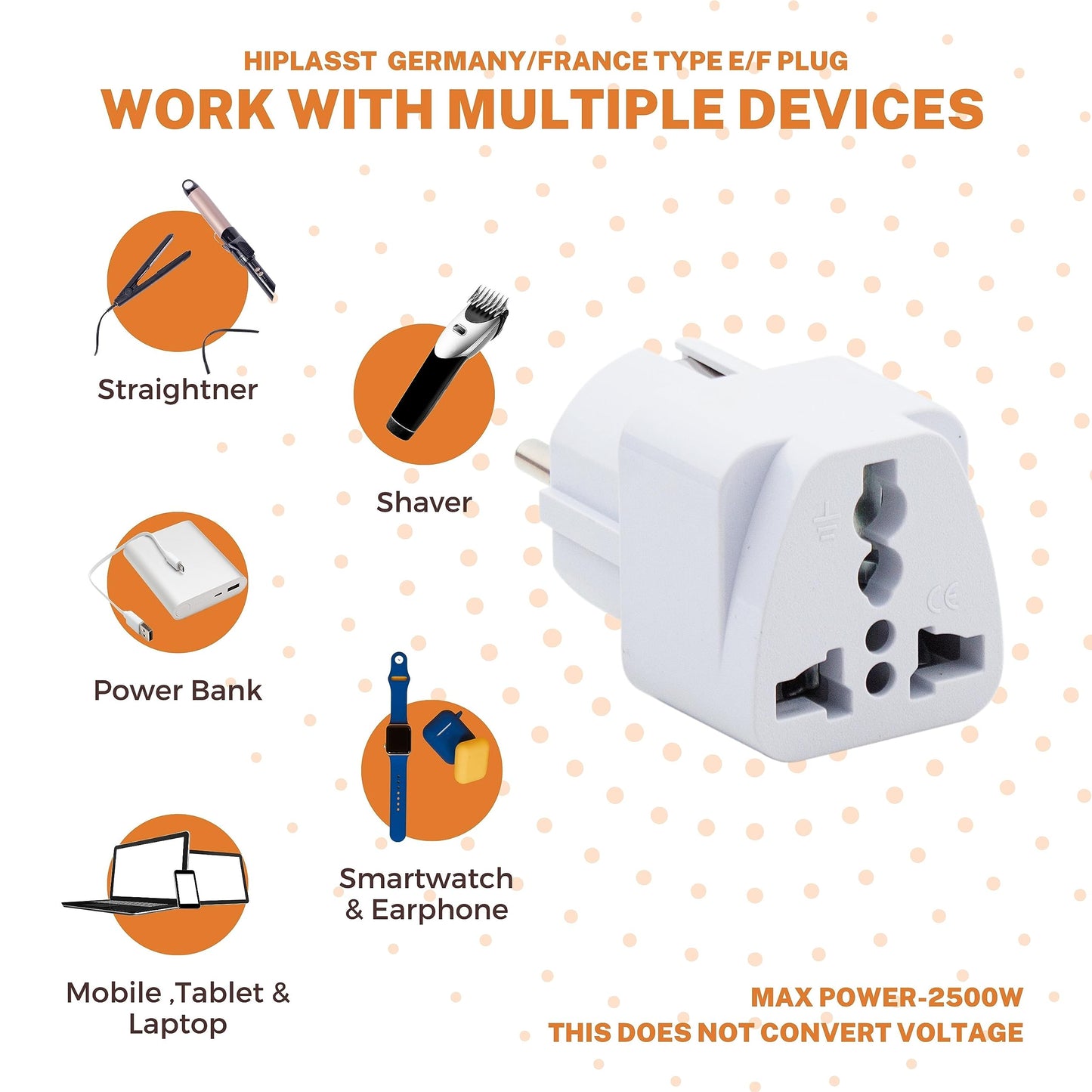 Hi-PLASST (3pcs) Type-A US Converter Plug // India to USA Universal Travel Adapter for USA, Canada, Mexico, Brazil, Philippines, Cuba, Thailand, Taiwan, Japan, Panama, etc