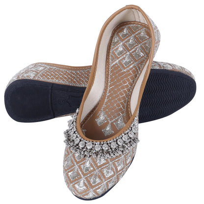 DFR Women Rajasthani Embroidered with Payal Punjabi Mojari Juti Shoe