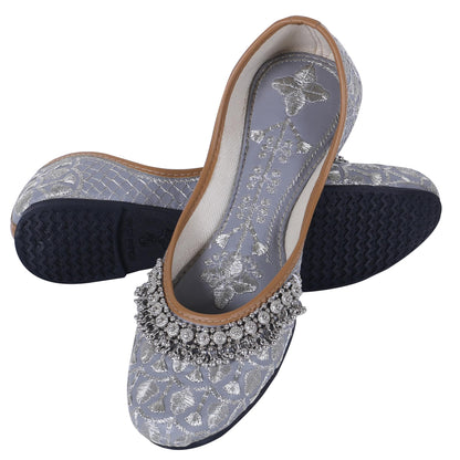 DFR Women Rajasthani Embroidered with Payal Punjabi Mojari Juti Shoe