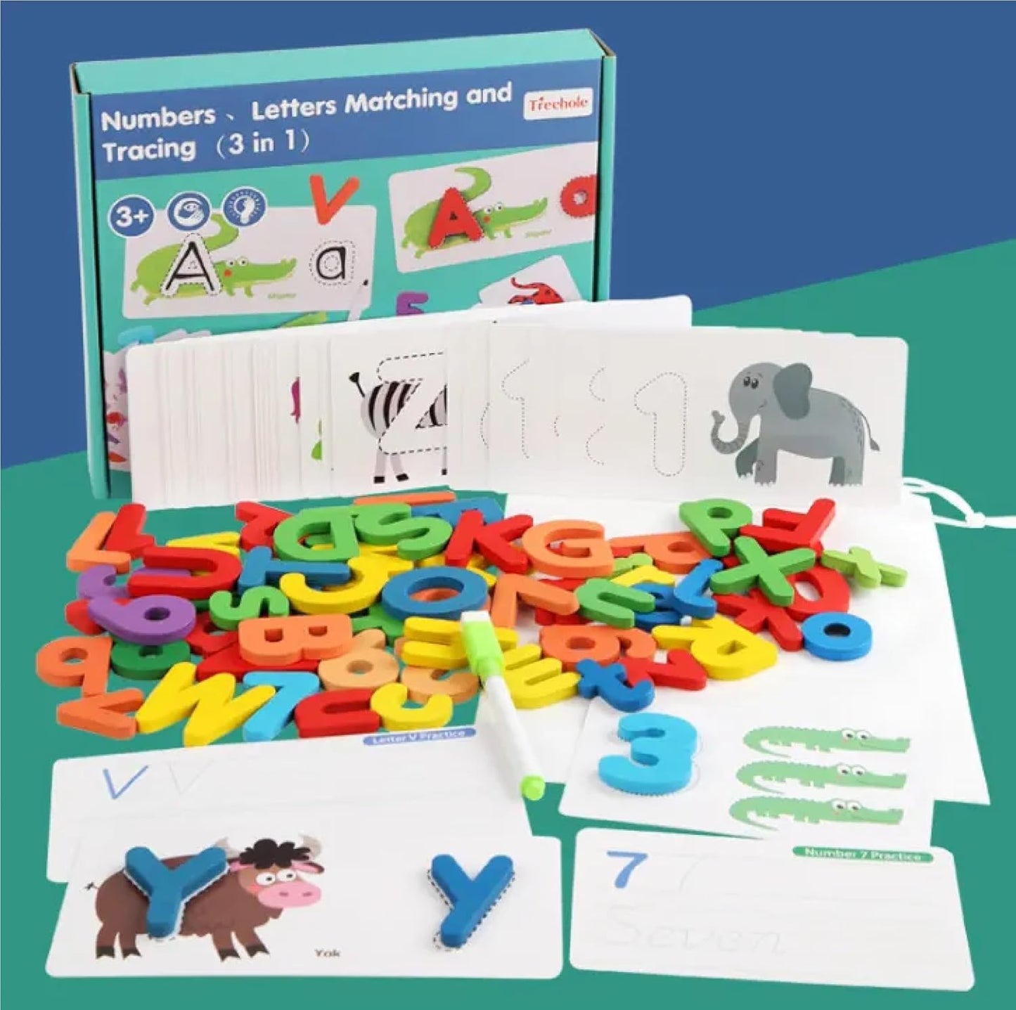 Chocozone Wooden Learning Educational Game Board for Kids, Puzzle Toys for 2 Years Old Boys & Girls (Alphabets, Numbers & Shapes)