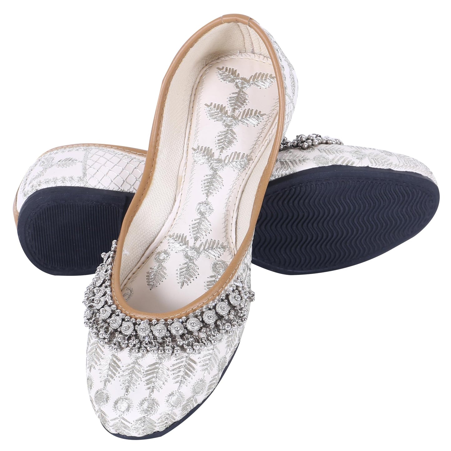 DFR Women Rajasthani Embroidered with Payal Punjabi Mojari Juti Shoe