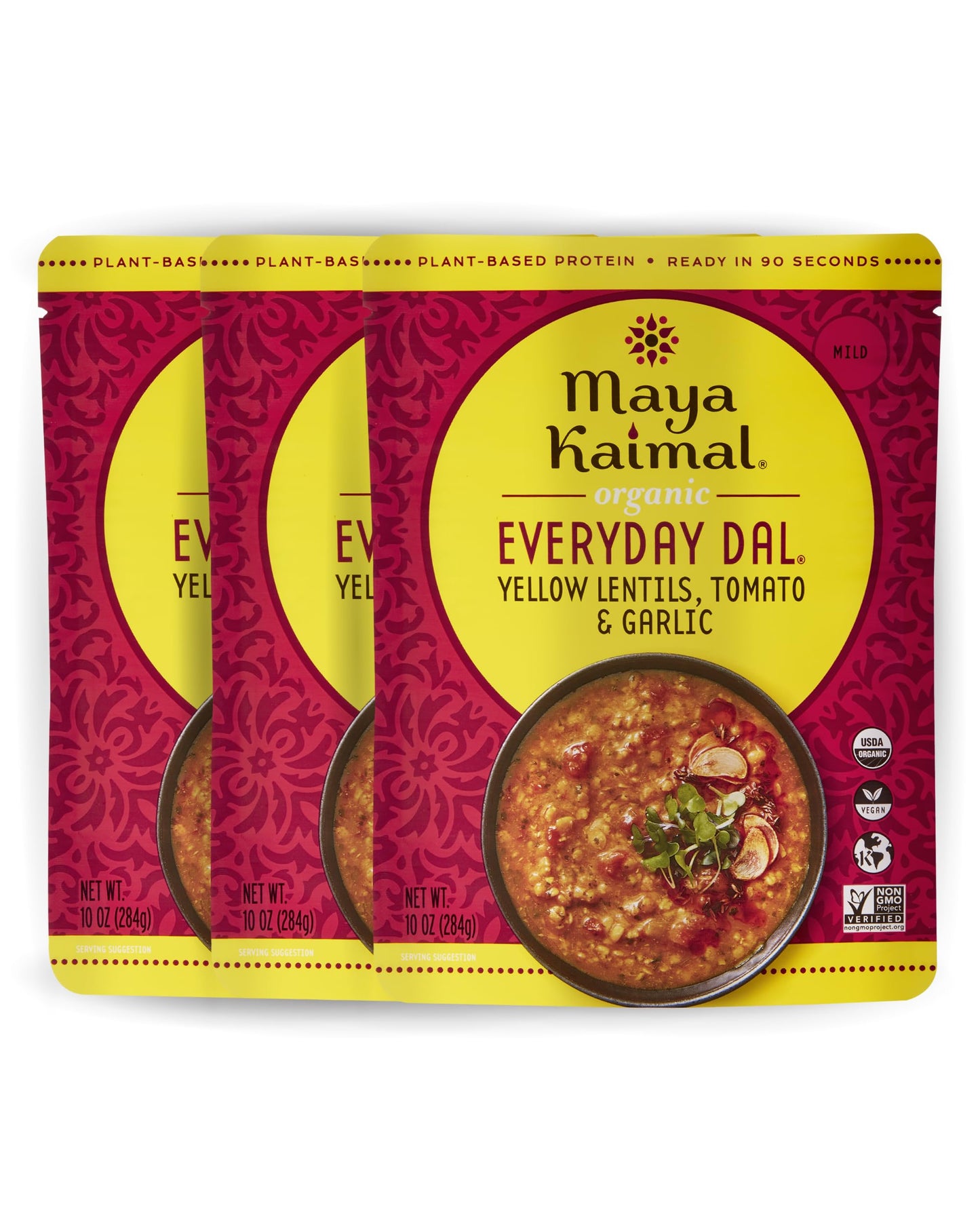 Maya Kaimal Foods - Organic Indian Everyday Dal - 6 pack variety of 10oz Ready to Eat Meals - Fully Cooked - Vegan - Kosher - Microwavable - made from Lentils, Beans, Squash, Coconut, Peas