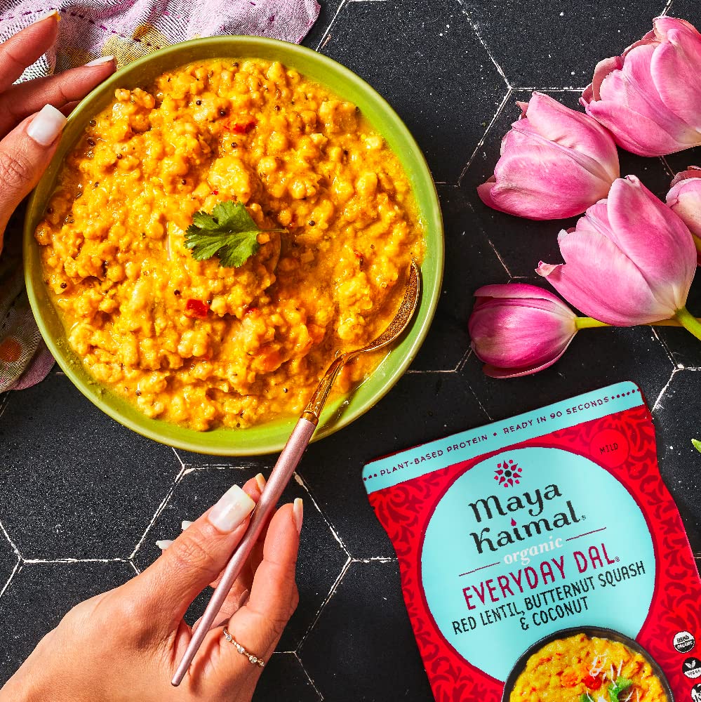 Maya Kaimal Foods - Organic Indian Everyday Dal - 6 pack variety of 10oz Ready to Eat Meals - Fully Cooked - Vegan - Kosher - Microwavable - made from Lentils, Beans, Squash, Coconut, Peas